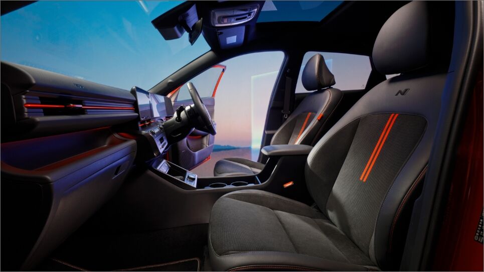 Front interior black car seats