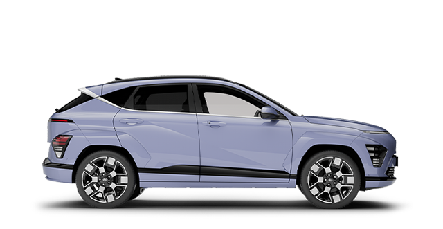 Kona electric premium meta blue side profile